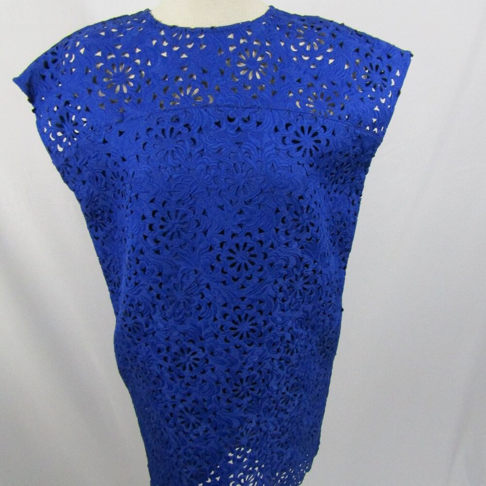 banana republic blue lace cutout with scalloped cut hemline s dress NWT